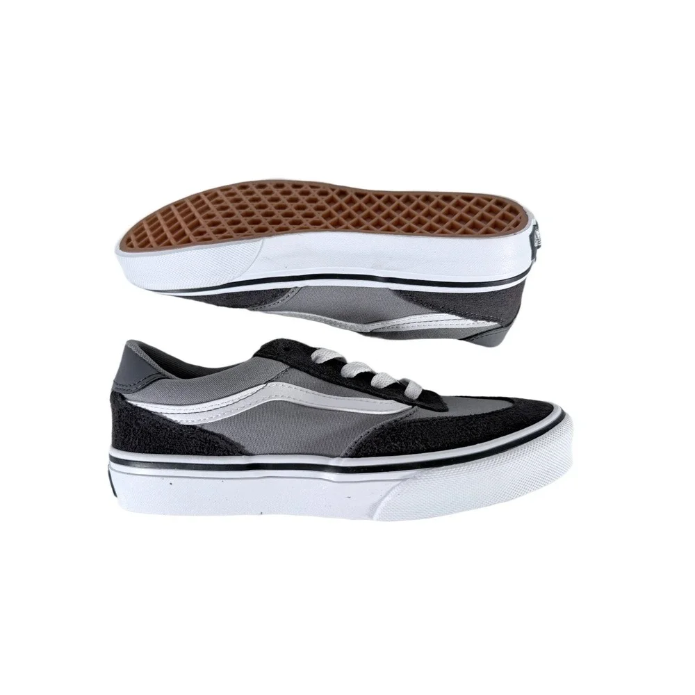New Adorable Vans Brooklyn LS Little Boys Comfort Shoes Size 3 Youth 2 Tone Gray